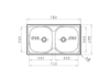 PYRAMIS E78 Einbau-Doppelbeckenspüle 780 x 435 mm, Edelstahl