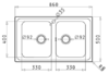 PYRAMIS Alea Doppelbeckenspüle 860 x 500 mm Edelstahl glatt 