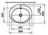 LAUFEN Einbauwaschtisch FORM 600x500 oval weiß mit Hahnloch mit Überlauf