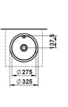LAUFEN Einbauwaschtisch FORM 325x325 rund weiß ohne Hahnloch mit Überlauf