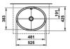 LAUFEN Einbauwaschtisch FORM 525x425 oval weiß ohne Hahnloch mit Überlauf