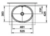 LAUFEN Einbauwaschtisch FORM 525x425 oval weiß ohne Hahnloch mit Überlauf